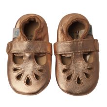 Roségold T-Spangenschuhe mit Gummisohle