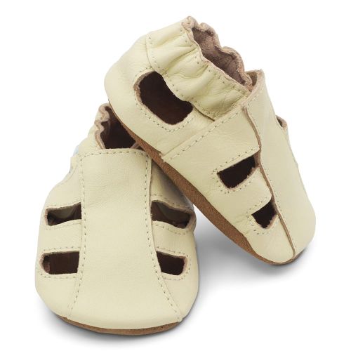 Soft sole leather baby sandals in cream - Dotty Fish 