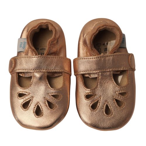 Roségold T-Spangenschuhe mit Gummisohle