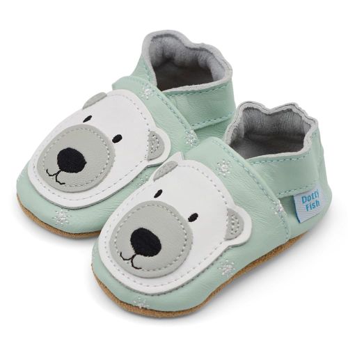 Soft leather baby and toddler shoes with polar bear motif by Dotty Fish 