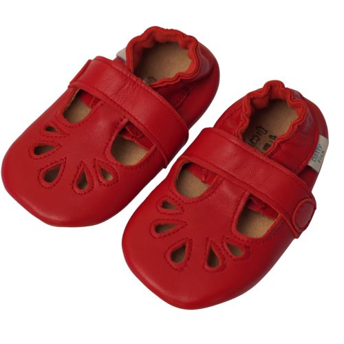 Rot T-Spangenschuhe mit Gummisohle