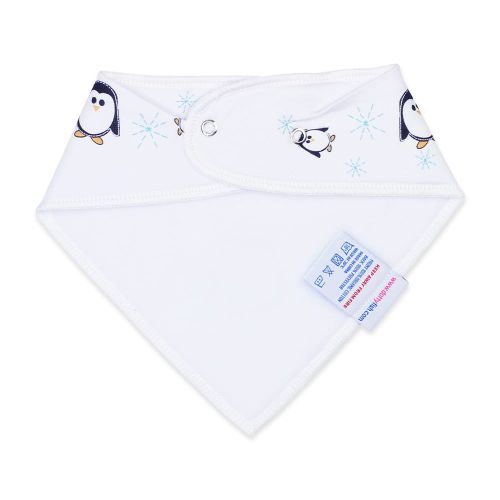 Lätzchen aus weißem Fleece mit Pinguin Dotty Fish Bandana aus Baumwolle, für Mädchen und Jungen.