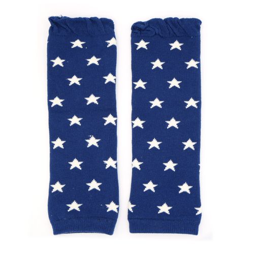 Baby legwarmers in blue with cream stars by Dotty Fish