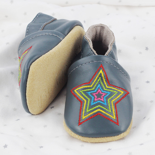 Regenbogen Stern grau Schuhe mit weicher Sohle