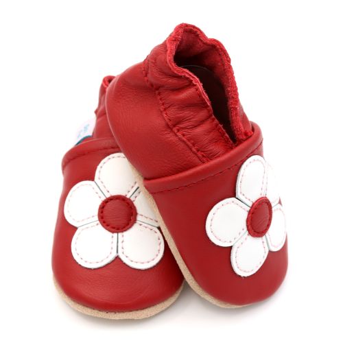 red baby shoes with white flower from Dotty Fish 