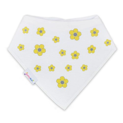 Dotty Fish yellow daisy bandana baby bib for girls