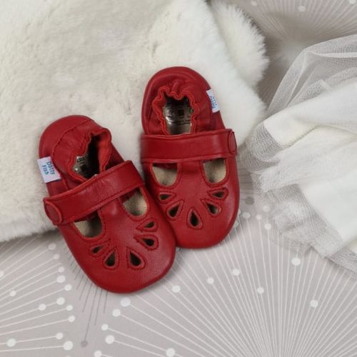 Rot T-Spangenschuhe mit Gummisohle