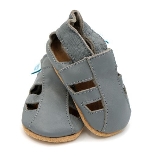 Grey leather baby sandals by Dotty Fish 