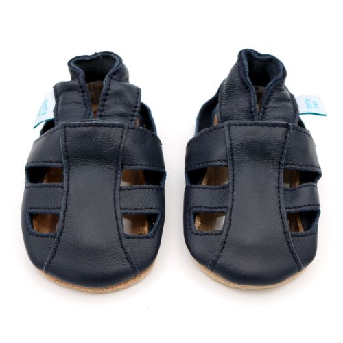 Marineblaue Ledersandalen Dotty Fish mit weicher Sohle für Babys und Kleinkinder mit ersten Gehversuchen für Jungen und Mädchen.