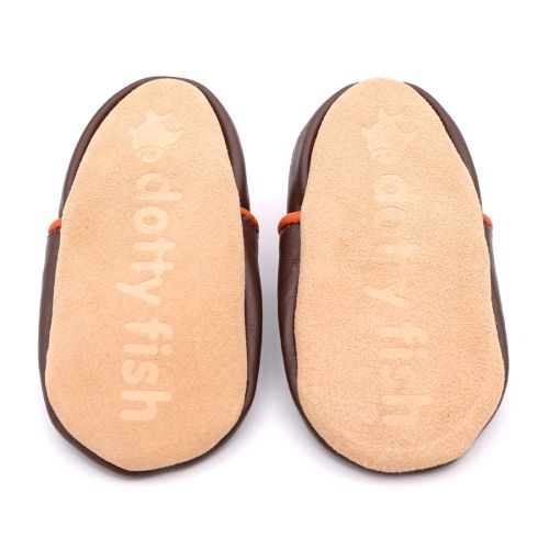 Non-slip suede soles on Dotty Fish Freddie Fox soft leather baby shoes