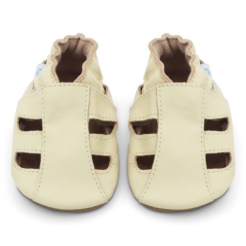 Cream leather baby sandals by Dotty Fish 