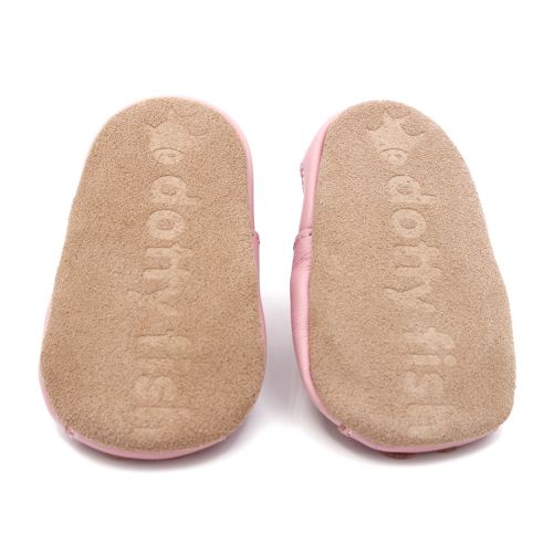 Dotty Fish non-slip suede soles - soft leather baby and toddler sandals with pink flowers