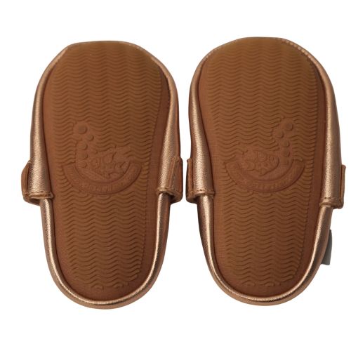 Roségold T-Spangenschuhe mit Gummisohle