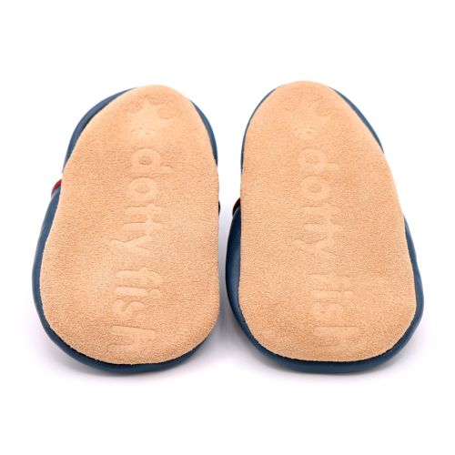 Dotty Fish non-slip suede soft sole baby shoes with beep beep car design