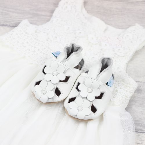 Sandalen - weiß mit Blumen