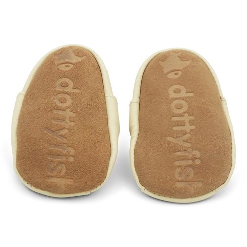 Non-slip suede soles - Dotty Fish Cream leather baby and toddler sandals
