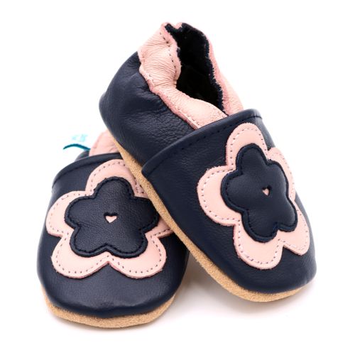 Dotty Fish Perfect Pansy baby and toddler shoes in navy and pink