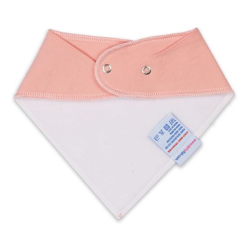 Peach pink teething bib with absorbent fleece backing by Dotty Fish 