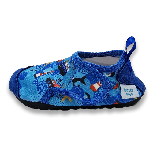 Schiff Ahoi Blaues Schiff-Schwimmschuhe