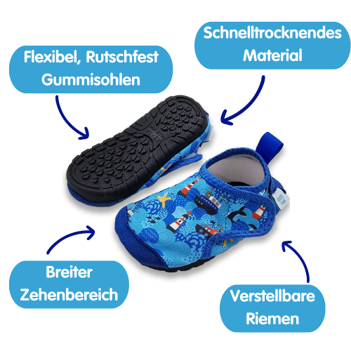 Schiff Ahoi Blaues Schiff-Schwimmschuhe