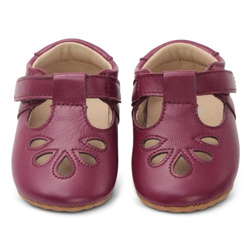 Classic T-bar baby and toddler shoes in burgundy from Dotty Fish 