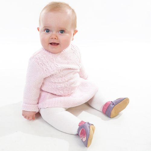 Baby girls wearing Dotty Fish Flutterby Butterfly soft leather baby shoes