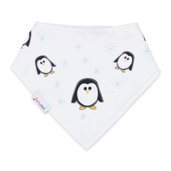 Cotton baby bib with penguin motif from Dotty Fish 