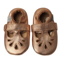 Roségold T-Spangenschuhe mit Gummisohle