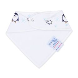 Cotton bandana bib with absorbent backing and penguin design from Dotty Fish 