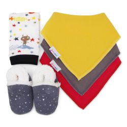 Geschenkset – graue Wildlederhausschuhe mit Sternen