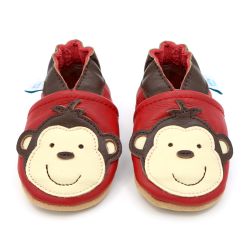 Dotty Fish Cheeky Monkey red leather baby shoes 
