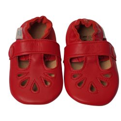 Rot T-Spangenschuhe mit Gummisohle
