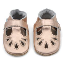 Dotty Fish Rose Gold T-bar Baby Shoes 