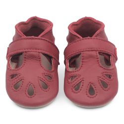 Rote Leder Dotty Fish Baby und Kleinkind Mädchen weiche Sohle T-bar Schuhe.