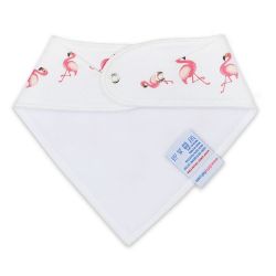 Weißes Vlies auf der Rückseite von Baumwolle Dotty Fish rosa Flamingo Bandana Lätzchen, für Kleinkinder Mädchen und Jungen.