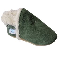 Wildleder-Hausschuhe mit weicher Sohle – Grün
