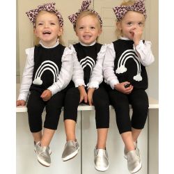 Triplets wearing Dotty Fish Silver Stomp Slip-on Toddler Shoes by Dotty Fish 