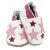 Dotty Fish Barfußschuhe für Mädchen aus weißem Leder mit weicher Sohle, rosa Knöchelrand und rosa Sternen.