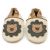 Dotty Fish Baby- und Kleinkindschuhe aus cremefarbenem Leder mit weicher Sohle und braunem Löwenmuster.