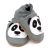 Dotty Fish graue Lederschuhe mit weicher Sohle für Kleinkinder mit weißem und schwarzem Pandamotiv.