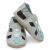 Graue Ledersandalen Dotty Fish für Jungen mit weicher Sohle und blauen Sternen.