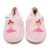 Rosafarbene Lauflernschuhe für Babys und Kleinkinder von Dotty Fish aus Leder mit rosafarbenen Ballerinas und silbernen gestickten Sternen.