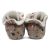Rückseite hellbrauner Babystiefel mit Waldmotiv.