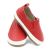 Unisex Lauflernschuhe aus rotem Leder mit Gummisohle.
