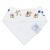 Weißes Vlies auf der Rückseite des Dotty Fish Bandana Lätzchens aus Baumwolle mit Fischmuster, für Mädchen und Jungen im Kleinkindalter.