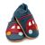 Marineblaue Dotty Fish Lauflernschuhe für Kleinkinder mit weicher Sohle und rotem Auto-Motiv.